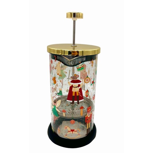 NWT NORDSTROM CHRISTMAS HOLIDAY NUTCRACKER SUITE GLASS FRENCH PRESS COFFEE MAKER - Picture 3 of 8